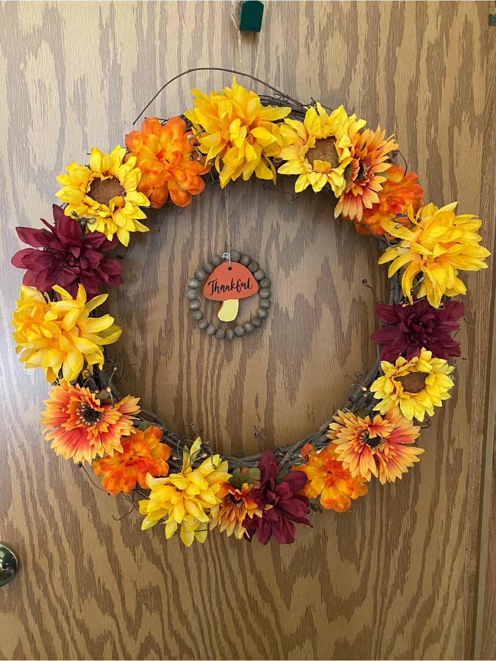 Harvest Sunflower and Dahlia Fall Wreath - Yellow, Orange, Burgundy